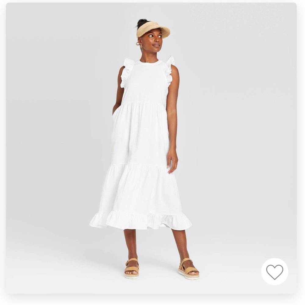 NEW White Ruffle Summer Dress